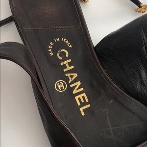 CHANEL brown tie-back flats